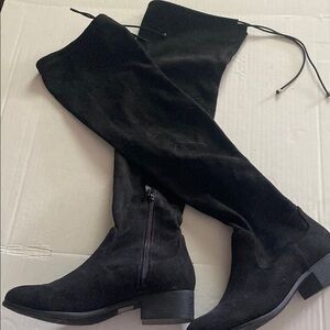 Elegant Black Over the Knee Boots with Side Zipper